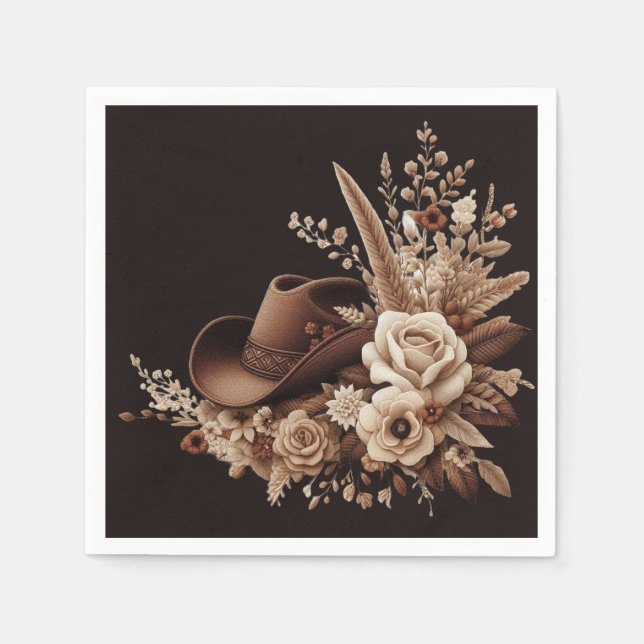 Moderner Eleganter Western - Blumen Serviette (Vorderseite)