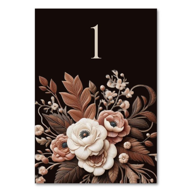Moderner Eleganter Western - Blumen Tischnummer (Vorderseite)