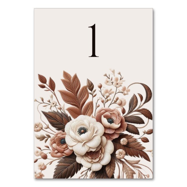 Moderner Eleganter Western - Blumen Tischnummer (Vorderseite)