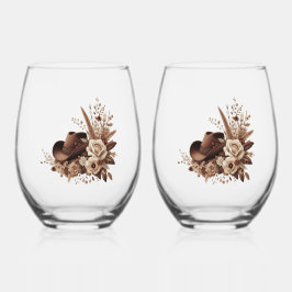 Moderner Eleganter Western - Blumen Weinglas Ohne Stiel