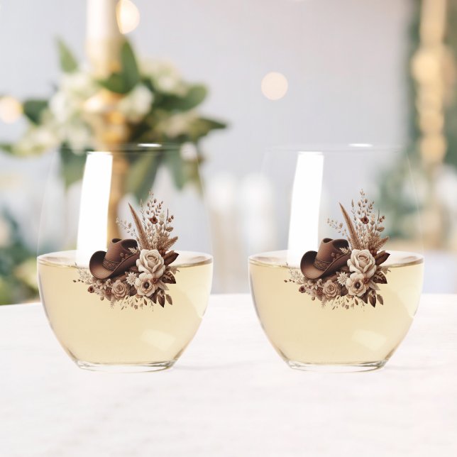 Moderner Eleganter Western - Blumen Weinglas Ohne Stiel (Insitu (Hochzeit))