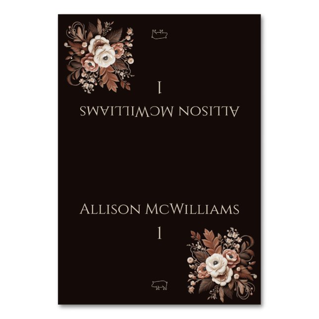 Moderner Eleganter Western - Blumenkarpfen Tischnummer (Vorderseite)