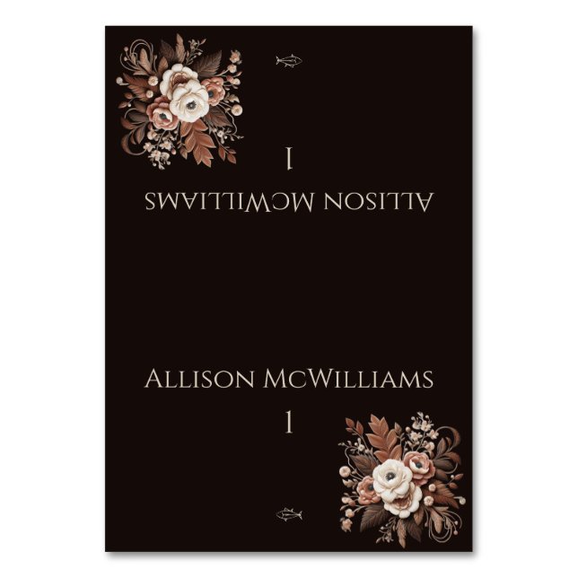 Moderner Eleganter Western - Blütenfisch Tischnummer (Vorderseite)