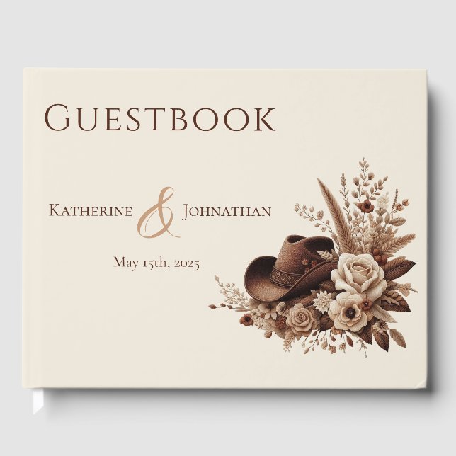 Moderner Eleganter Western - Flora Gästebuch (Vorderseite)