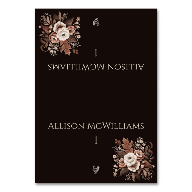 Moderner, eleganter Western - Geflügel Tischnummer (Vorderseite)