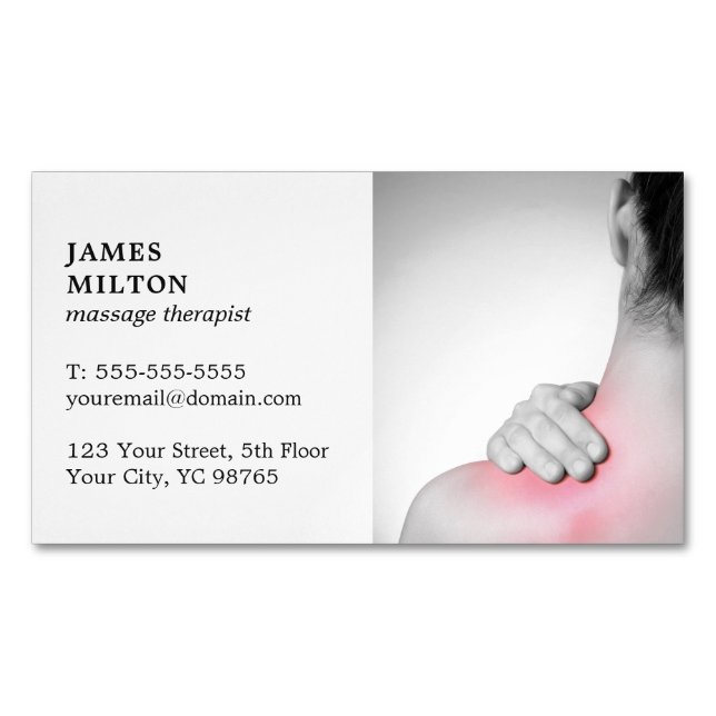 Moderner eleganter Whitw Foto-Massage-Therapeut Magnetische Visitenkarte (Vorderseite)