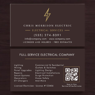 Moderner Elektrikerfirmen-Vertragspartner QR-Code Visitenkarte