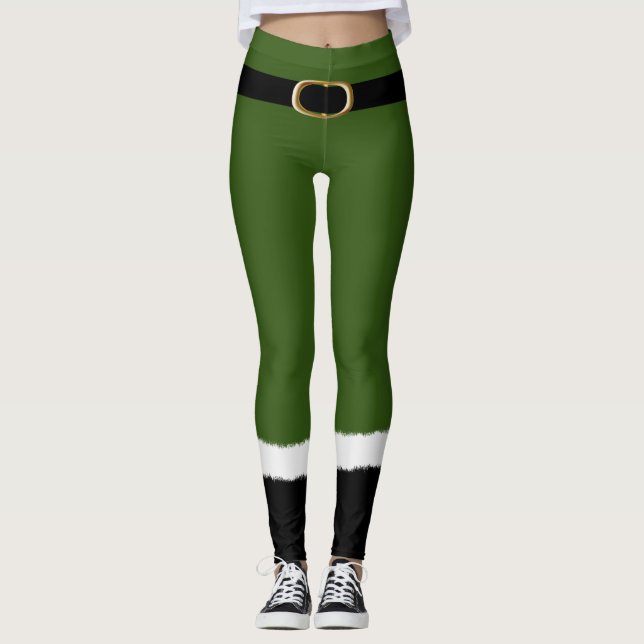 Moderner Elf Santa Kostüm Niedlich Weihnachten Leggings (Vorderseite)