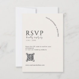 Moderner Elfenbein-Editorial-QR-Code-Hochzeits-RSV RSVP Karte