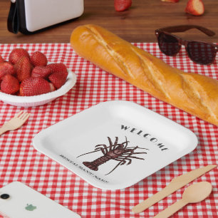 Moderner Empfang an Meeresfrüchten Lobster Sashimi Pappteller