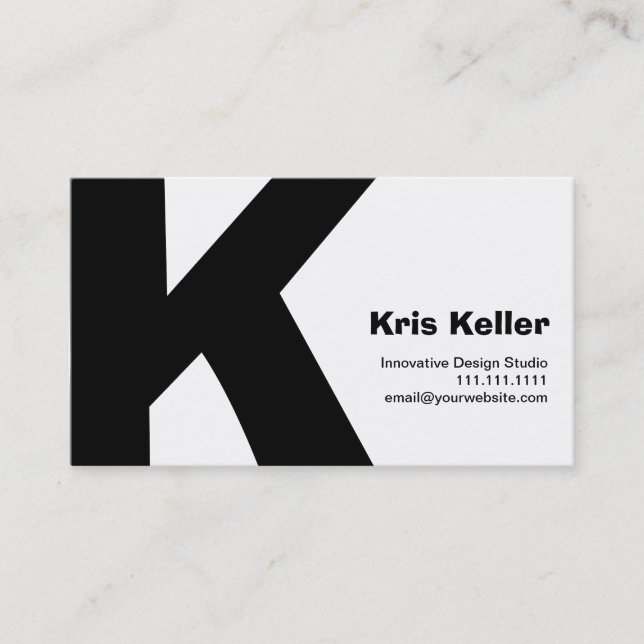 Moderner Entwurf großer Retro K-Monogramm Visitenkarte (Vorderseite)