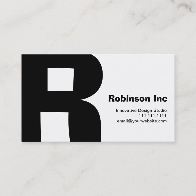 Moderner Entwurf großer Retro R-Monogramm Visitenkarte (Vorderseite)