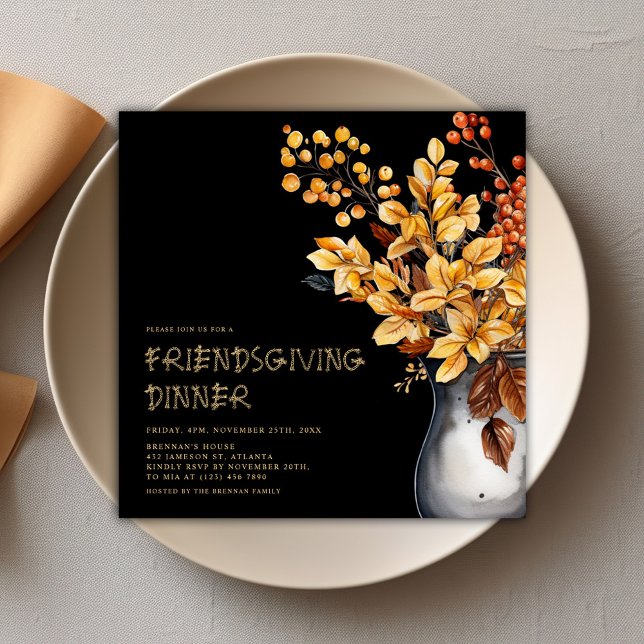 Moderner Erntedank Elegante Freundlichkeit Einladung (Modern Thanksgiving Elegant Friendsgiving Invitation)