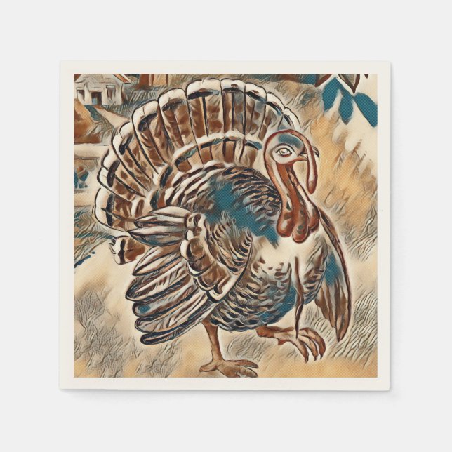 Moderner Erntedank Türkei Napkins Serviette (Vorderseite)