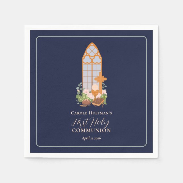 Moderner Erste Heilige Kommunion Eucharist Serviette (Vorderseite)