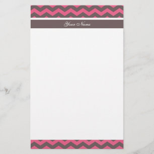 Moderner Espresso und rosa Zickzack Zickzackmuster Briefpapier