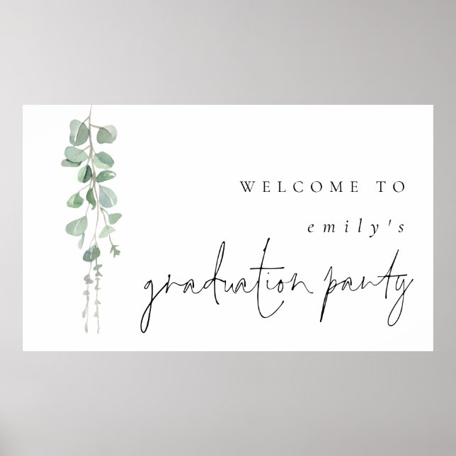 Moderner Eukalyptus-Name Willkommen bei der Gradui Poster (Vorne)