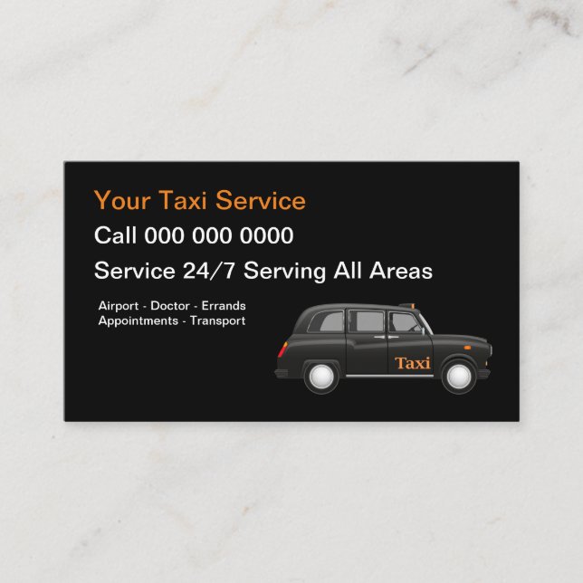 Moderner europäischer Taxi-Dienst Visitenkarte (Vorderseite)
