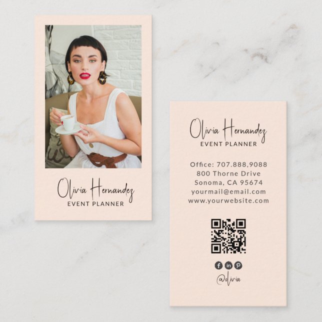 Moderner Eventplaner-Foto-QR-Code Visitenkarte (Vorne/Hinten)