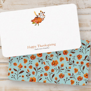 Moderner Fall Pumpkins Pattern Erntedank Platzkarte