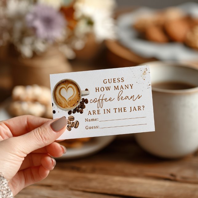 Moderner Fall Wie viele Kaffeebohnen gemütliche Ba Begleitkarte (Modern Fall How many coffee beans cozy Baby Shower Enclosure Card)