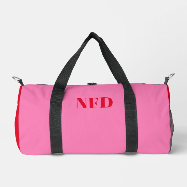 Moderner Farbblock - Heiß rosa und fett rotes Mono Duffle Bag (Vorderseite)