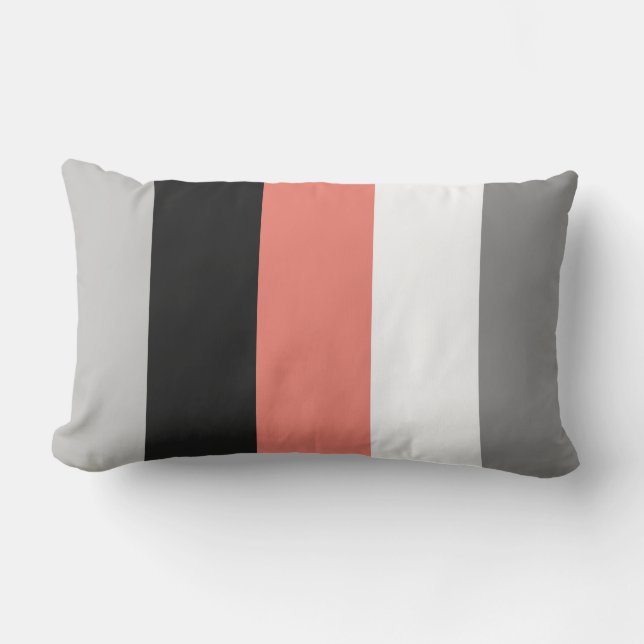 Moderner Farbblock Koralle Rosa Grau Schwarz Außen Kissen Für Draußen (Vorderseite)