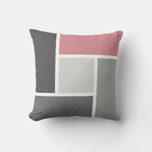 Moderner Farbblock Mosaik Dusty rosa Grau Weiß Kissen