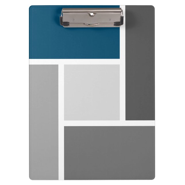 Moderner Farbblock Mosaik Ozean Blau Weiß Klemmbrett (Vorderseite)