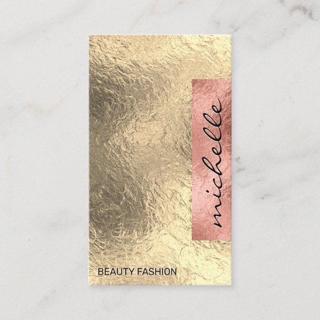 Moderner Farbblock | Rose Gold Foil Geometric Visitenkarte (Vorderseite)