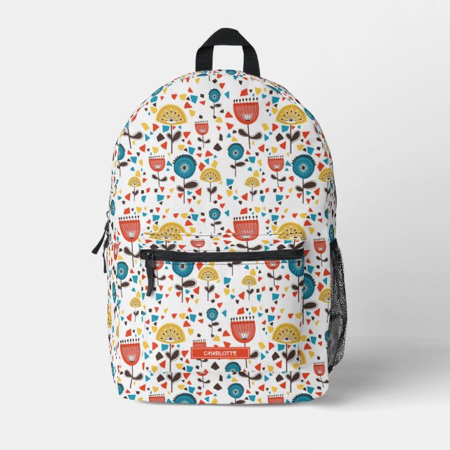 Moderner, farbenfroher, blumenreicher Individuelle Bedruckter Rucksack (Vorderseite)