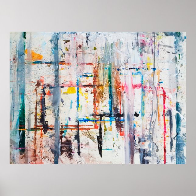 Moderner farbenfroher Hintergrund. Kunst, zeitgenö Poster (Vorne)