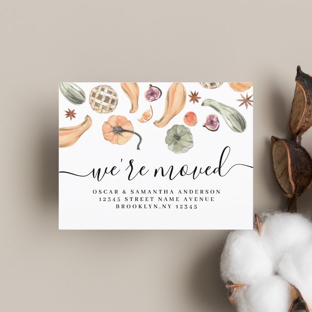 Moderner, farbenfroher Pumpkin Herbst Ankündigungspostkarte (Von Creator hochgeladen)