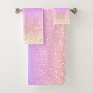Moderner farbiger Glitzer Bokeh Ombre Badhandtuch Set