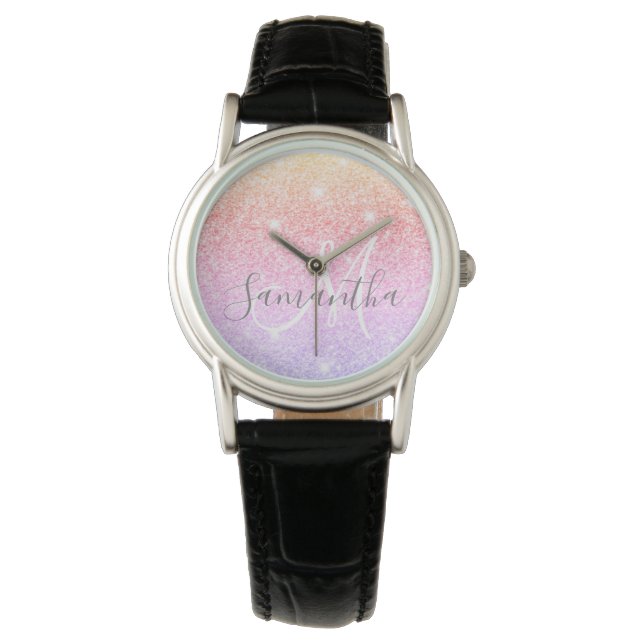 Moderner farbiger Glitzer Glitzern Personalisiert  Armbanduhr (Vorderseite)