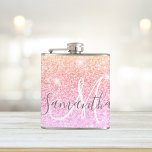 Moderner farbiger Glitzer Glitzern Personalisiert  Flachmann<br><div class="desc">Moderner farbiger Glitzer Glitzern Personalisiert Name</div>