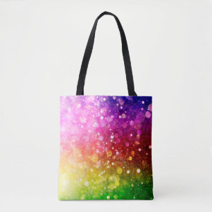 Moderner farbiger Regenbogen Bokeh Glitzer Print Tasche