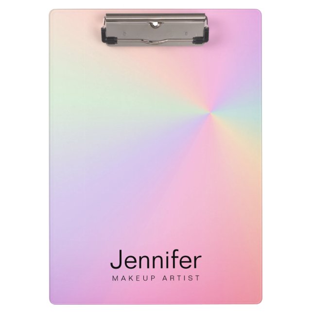 Moderner Farbverlauf bunter holografischer Makeup- Klemmbrett (Vorderseite)