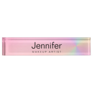 Moderner Farbverlauf bunter holografischer Makeup- Namensplakette