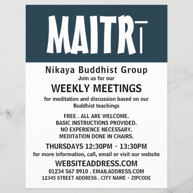 Moderner, feiner buddhistischer Flyer für Gruppenw (Vorne)