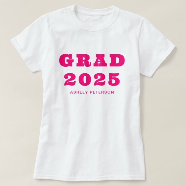 Moderner, feiner Retro-Typografie Hot Pink-Abschlu T-Shirt (Design vorne)