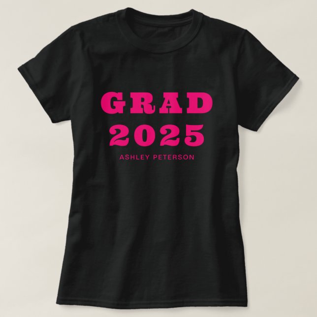 Moderner, feiner Retro-Typografie Hot Pink-Abschlu T-Shirt (Design vorne)
