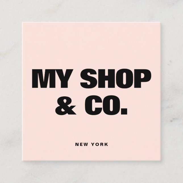 Moderner, feiner schwarzer Typografie-QR-Code Quadratische Visitenkarte (Vorderseite)