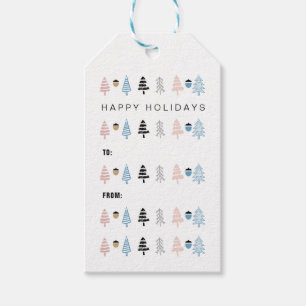 Moderner festlicher Weihnachtsbaum u. von zum Geschenkanhänger