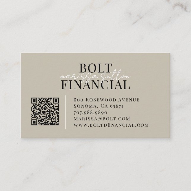 Moderner Finanzberater-QR-Code Visitenkarte (Vorderseite)