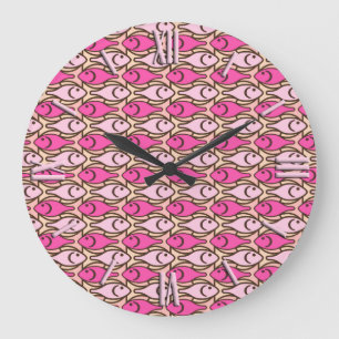 Moderner Fisch aus dem Mittelalter, Rosa der Koral Große Wanduhr