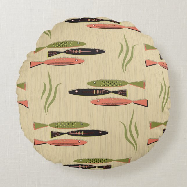 Moderner Fisch aus dem Mittelalter Rundes Kissen (Vorderseite)