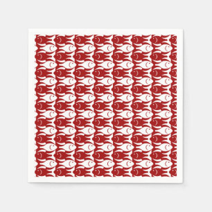 Moderner Fisch, dunkelrot und weiß Serviette