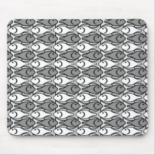 Moderner Fisch, grau, weiß und schwarz Mousepad
