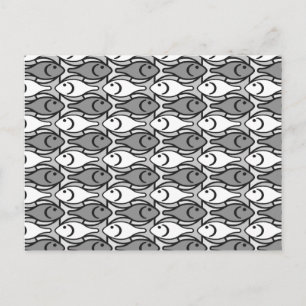 Moderner Fisch, grau, weiß und schwarz Postkarte